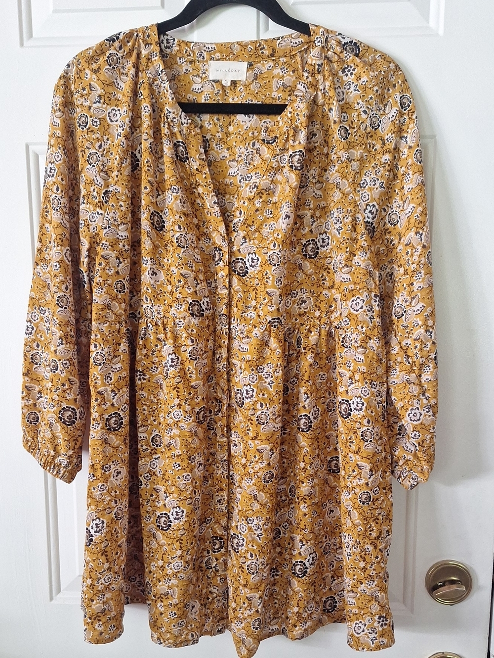 Rails Mustard Floral V-Neck Tunic Top
